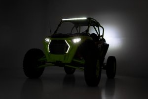 Polaris RZR Turbo S LED Light Kit - Front - Rough Country - 30 Inch | Black Series - Black - '21-'22